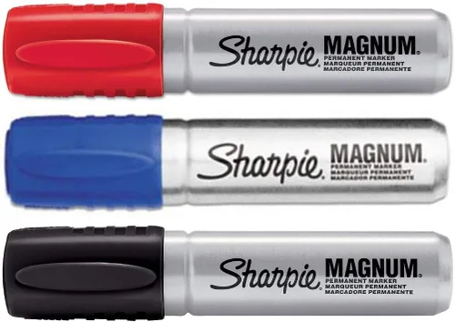 Sharpie Magnum - Azul + Negro + Rojo - Paquete de 3 colores - Marcadores permanentes de gran tamaño Magnum - Punta de cincel