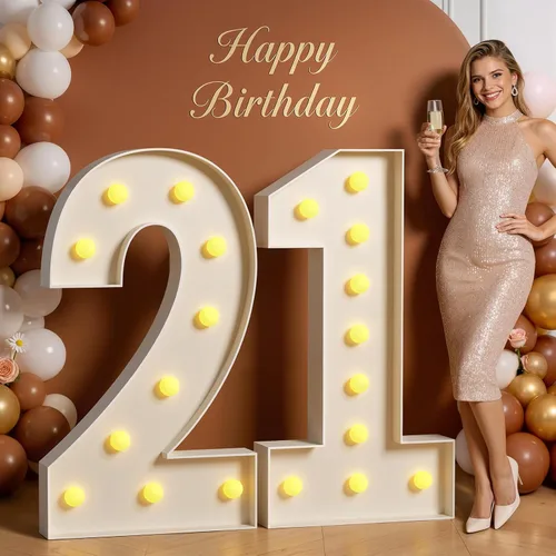Miniatura 98 de Números de marquesina de 4 pies de alto, 4 pies de alto, números grandes iluminados 0 para 30, 40, 50, 60, decoración de fiesta de cumpleaños