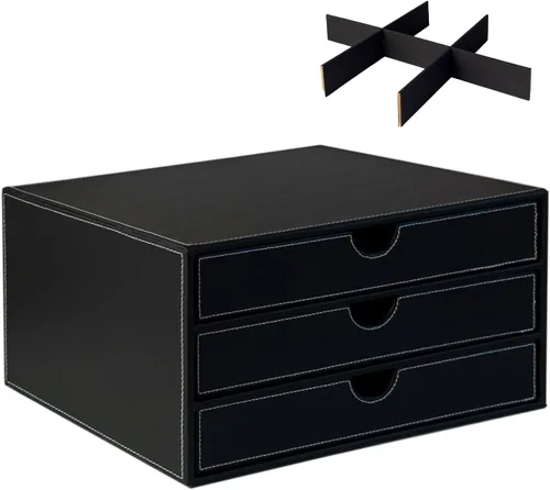Miniatura 9 de Organizador de Documentos UnionBasic, Caja de Almacenamiento de Archivos con 3 Cajones, Organizador de Archivos para Escritorio de Oficina, Beige