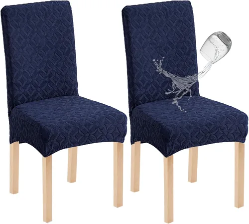 Miniatura 30 de Genina Juego de 4 fundas impermeables para sillas de comedor, extraíbles y lavables, color beige grande