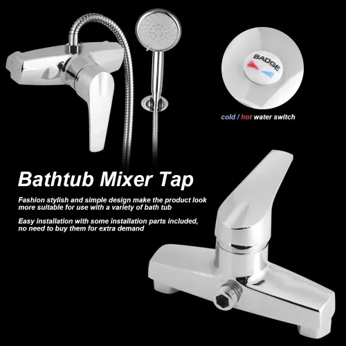 Miniatura 2 de Grifo de baño de aleación de zinc Válvula de una sola manija Grifo mezclador de ducha de baño montado