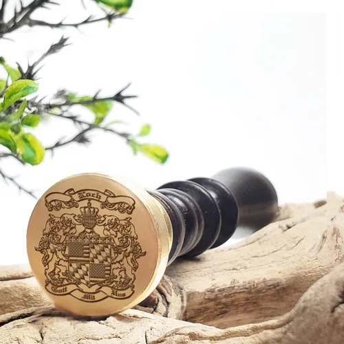 Miniatura 3 de Family Crest - Kit de sellos de cera personalizados con mango de madera y troquel de latón con cera de sellado
