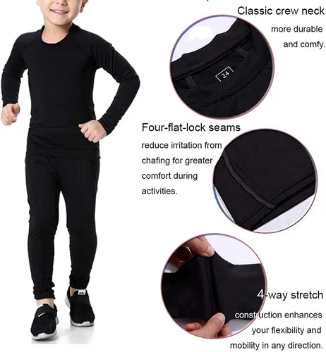 Miniatura 3 de Camiseta y pantalones de compresión de fútbol para niños y jóvenes, camisas atléticas de manga larga, mallas deportivas de fútbol, conjunto de capa
