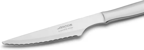 Miniatura 3 de Arcos Juego de 6 cuchillos para carne dentada de primera calidad con hoja monobloque de acero inoxidable de nitrum de 4 pulgadas y mango. Ideal