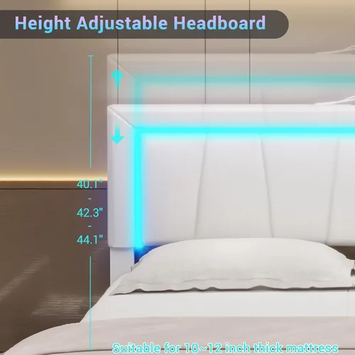 Miniatura 5 de Hasuit Base de cama California King con 4 cajones de almacenamiento debajo, plataforma tapizada tamaño Cal King con cabecera de cuero artificial