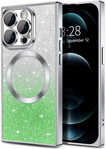 Miniatura 33 de Hython Funda para iPhone 13 Pro transparente con purpurina magnética [compatible con MagSafe] Protector completo de lente de cámara delgado