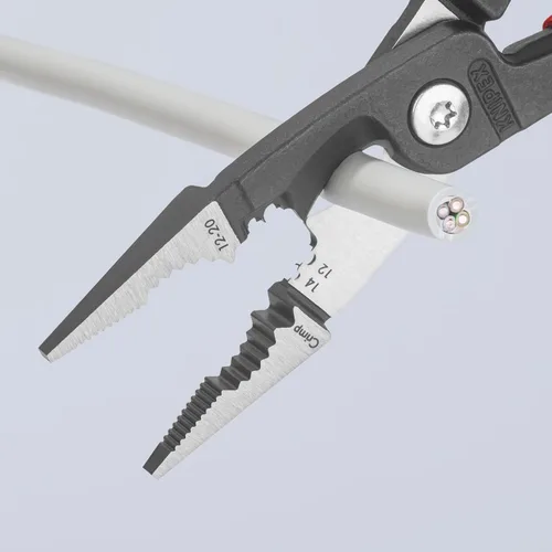 Miniatura 6 de Knipex Tools 13 82 8, Alicates de instalación eléctrica 6 en 1 con mango de agarre cómodo, Rojo y Azul