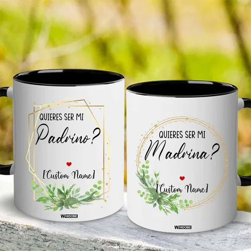 Miniatura 2 de WHIDOBE Tazas de café Padrino Madrina personalizadas, regalos Padrinos De Bautizo, Quieres Ser Mi Madrina, Quieren Ser Mis Padrinos De Bautizo, Set