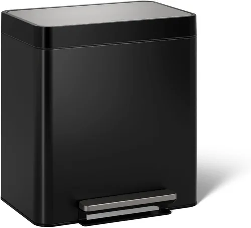 Miniatura 29 de KOHLER K-31315-BST - Bote de basura de dos compartimentos con tapa abierta de 22 litros, acero inoxidable negro