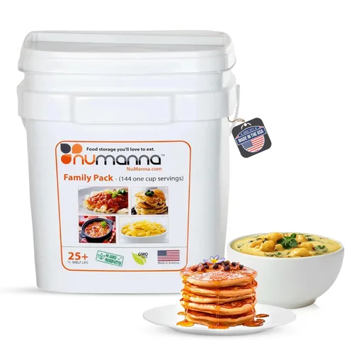 NuManna INT-NMFP Caja de 144 menús de comida. Equipo de almacenamiento de alimentos no modificados genéticamente, para supervivencia. Raciones
