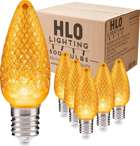 Miniatura 11 de HLO Lighting Juego de 25 bombillas LED de Navidad C9 de color blanco cálido para uso en interiores y exteriores Bombilla de repuesto duradera
