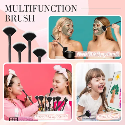 Miniatura 4 de Ziliny 12 piezas de cepillo facial suave para colorete, cepillo de maquillaje, aplicador de ácido, herramientas cosméticas multiuso para máscara