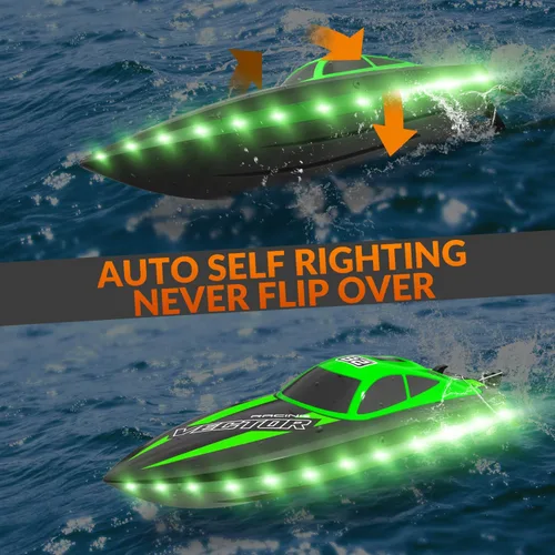 Miniatura 4 de VOLANTEXRC Barco RC a control remoto rápido de 20 MPH para adultos, barcos de juguete de 2.4 GHz para piscinas y lago con 2 baterías recargables