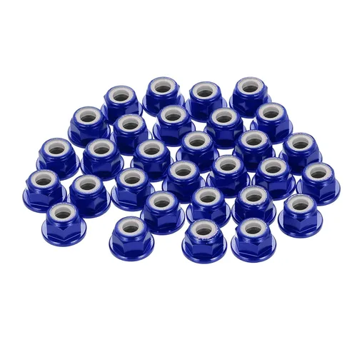 Miniatura 22 de MECCANIXITY 30 piezas de tuercas de bloqueo de aleación de aluminio M5 con paso de 0.8 mm, tuercas hexagonales con brida de nylon con rosca dentada