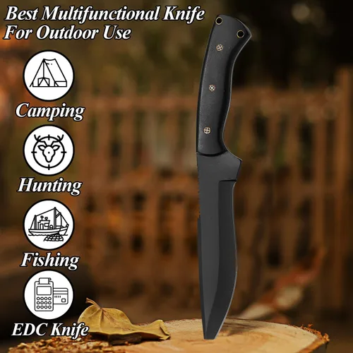 Miniatura 5 de HMC Cuchillo de transporte horizontal, hecho a mano, acero de alto carbono, espiga completa, para caza de ciervos, Bowie, cuchillo de hoja fija