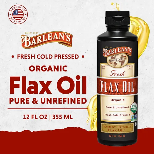 Miniatura 3 de Barlean's Aceite de linaza orgánico líquido de semillas frescas de lino prensadas en frío, 7,640 mg ALA Omega 3 Suplemento de ácidos grasos