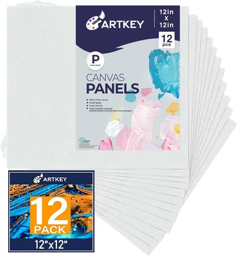 Miniatura 37 de Artkey Lienzos para pintar de 8 x 10 pulgadas, paquete de 12 unidades, 10 onzas, imprimados 100% algodón, blanco para pintura, suministros de arte