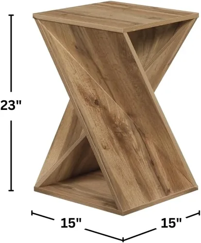 Miniatura 2 de Mesa Auxiliar Moderna Única con Extremo Retorcido, Mesa Lateral de Estilo Rústico, Estilo Rústico, Sala de Estar, Mesa Decorativa de Dormitorio
