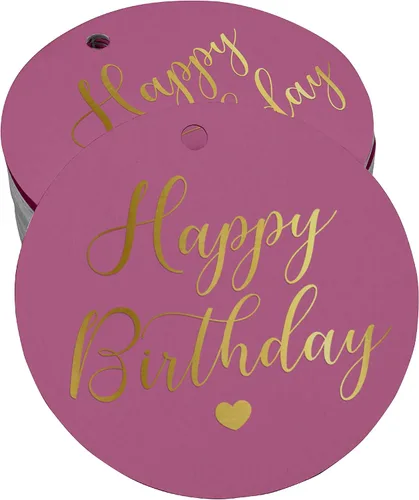 Miniatura 16 de Etiqueta de papel para colgar con texto en inglés «Happy Birthday» (50 unidades)