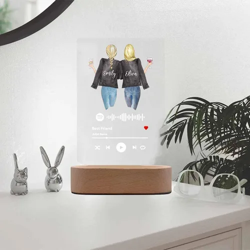Miniatura 3 de Placa de acrílico de portada de canción y fotografía personalizada de mejores amigas por siempre, álbum de acrílico; regalo ideal para mejores Para