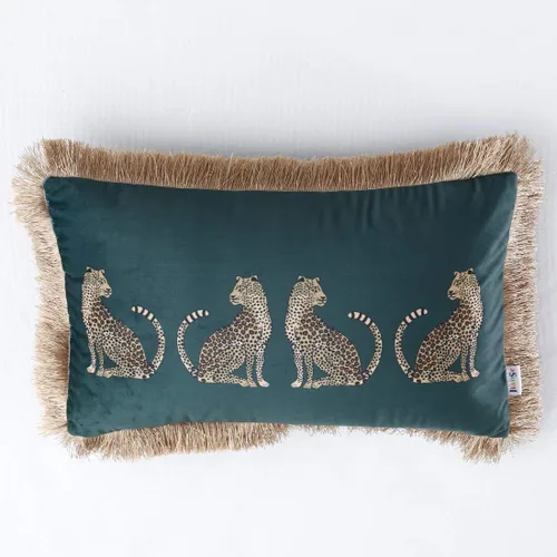 Miniatura 7 de vctops - Funda de cojín cuadrada con estampado de leopardo, super suave, de terciopelo, con diseño de animales, con borlas, funda decorativa