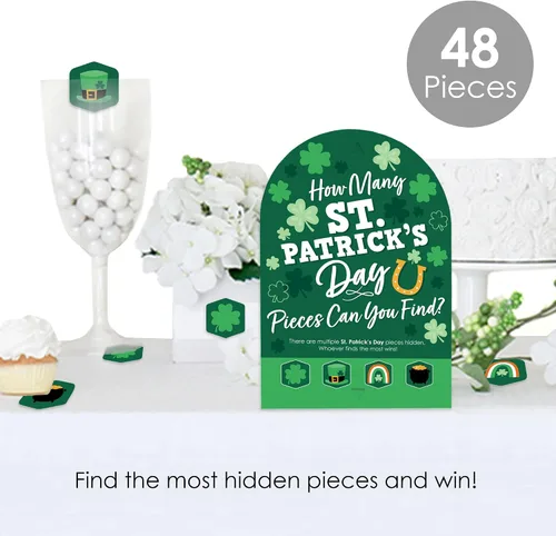 Miniatura 2 de Big Dot of Happiness Trébol Día de San Patricio – Búsqueda del tesoro de la fiesta del día de San Patricio – 1 soporte y 48 piezas de juego – Juego