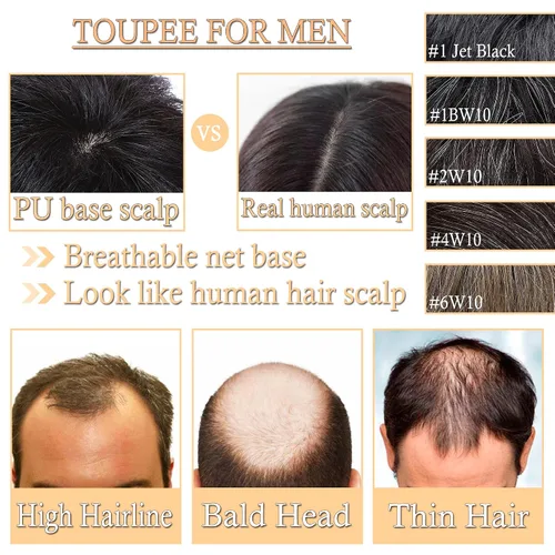 Miniatura 7 de SEGO Men's Toupee Human Hair Topper for Women With Short Hair 150% Density 16x19cm Mono Base 100% Human Hair 4 Inch Short Curly Hairpiece