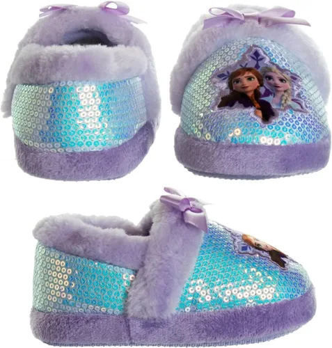 Miniatura 5 de Disney Frozen Elsa and Anna Girls Slippers - Plush Non-Slip Comfy Fluffy Lightweight Warm Comfort Soft Aline Indoor House Slippers