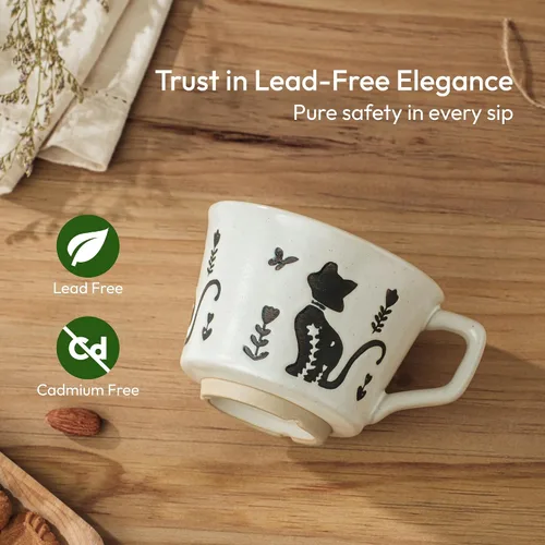 Miniatura 4 de Ceramic Coffee Mug, 11 oz Small Novelty Unique Teacup with Handle, Stoneware Cup for Tea Mocha Latte Cappuccino (Cat)