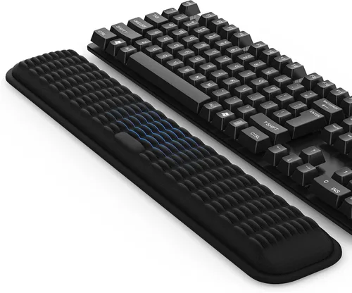 Miniatura 17 de MEKASS Reposamuñecas para teclado para teclado compacto del 60%, soporte ergonómico de espuma viscoelástica suave para muñeca con base Negro