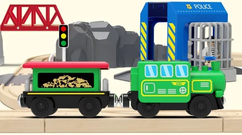 Miniatura 8 de Accesorios de pista de tren de madera, tren de locomotora a batería, tren de control remoto para niños pequeños, potentes vehículos de tren de motor