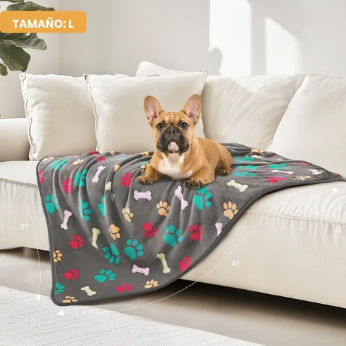 Miniatura 7 de Luciphia 1 paquete de 3 mantas esponjosas de vellón de alta calidad para mascotas, manta de franela con estampado de patas para perro y gato