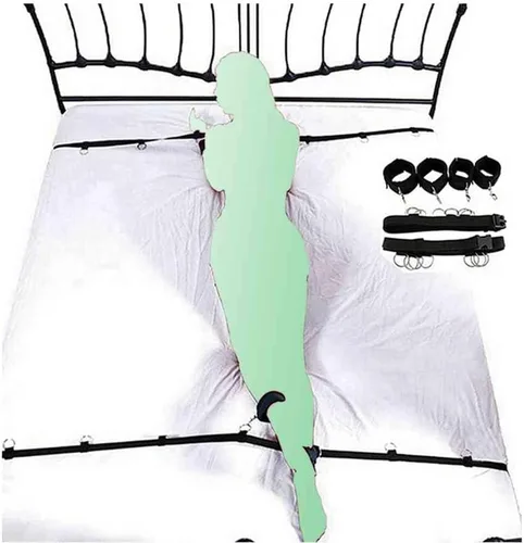 Miniatura 7 de Bed Bonage Restricciones sexuales para adultos, bandas de resistencia sexual para cama tamaño King, correas de cama, kits de amarres de cama