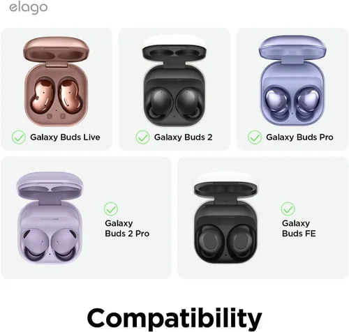 Miniatura 2 de elago Funda Armor para Samsung Galaxy Buds (FE, 2, 2 Pro, Pro, Live) (negro)
