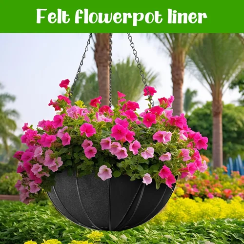 Miniatura 5 de Adnee 4 piezas de 16 pulgadas de tela para macetas de flores de fieltro, cesta colgante de fibra para jardín, maceta colgante de pared, maceta