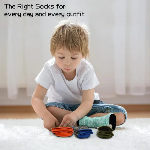 Miniatura 16 de Calcetines para niños, 12 pares de calcetines deportivos para niños pequeños y niñas (1 a 14 años), juego de calcetines atléticos de media