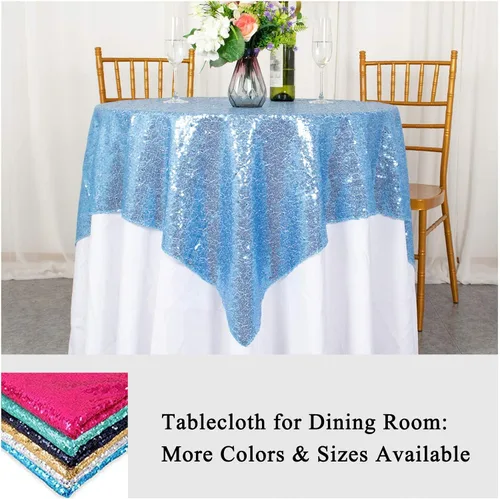 Miniatura 6 de AMZLOKAE Mantel de Lentejuelas Cuadrado 50x50 Azul Bebé Cubierta de Mesa con Purpurina Manteles para Fiestas Mantel Sin Costuras Azul Claro