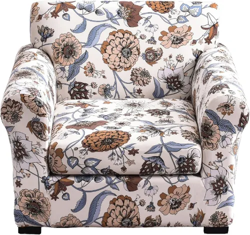 Miniatura 55 de KRFOONN - Fundas elásticas de 4 piezas para sillón y sofá, funda con estampado y 3 fundas independientes para cojines de asiento, lavables, Color01