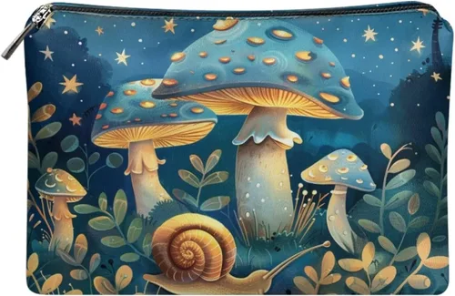 Miniatura 25 de Flashideas Bolsa de maquillaje portátil de cuero impermeable bolsa de cosméticos embrague maquillaje cepillo bolsa, Estampado De Mármol Azul 1