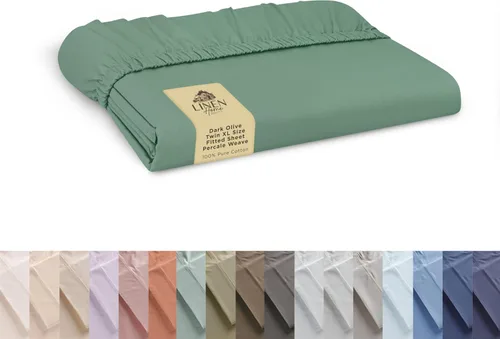 Miniatura 14 de Sábana bajera de 100% algodón percal, tamaño King, verde salvia, 1 sábana bajera con bolsillos profundos, ropa de cama fresca y resistente, 78 x 80