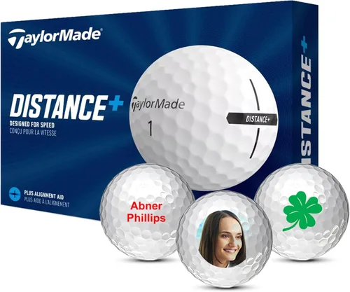 Miniatura 6 de TaylorMade Distance+ Logo - Pelotas de golf personalizadas con logotipo personalizado (Set de 12)