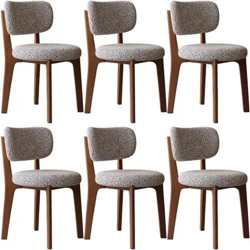 Miniatura 64 de YVYKFZD Solid Wood Dining Chairs, Fabric Dining Room Chair Set of 2/4/6, Upholstered Kitchen Chairs with Curved Backrest, Armless Living Room Chair