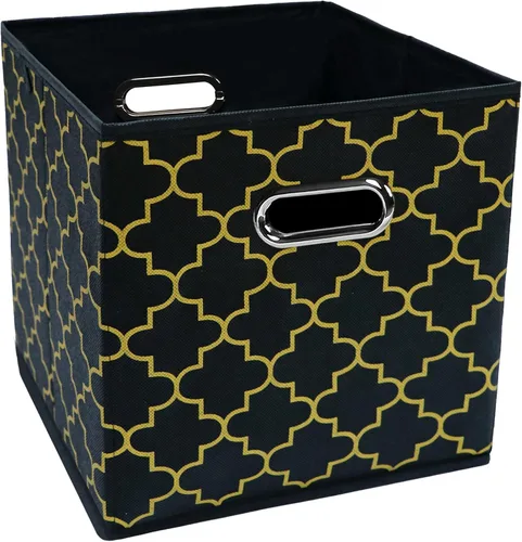 Miniatura 35 de Cubos de Almacenamiento Plegables Negros, Cajas de Almacenamiento de Tela, Organizadores de Cubos con Asas Duales para Organizador del Hogar, Juego