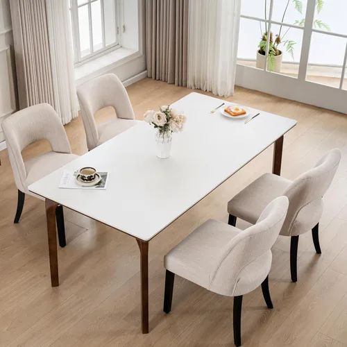 Miniatura 28 de VKNOW Juego de 2 sillas de comedor de madera, silla de comedor tapizada en tela moderna, silla de cocina, silla de cena de granja para cocina y Verde