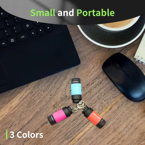 Miniatura 2 de UCEC Mini linterna de llavero, linterna de viaje USB linterna recargable colorida linterna LED de bolsillo de alta potencia, 3