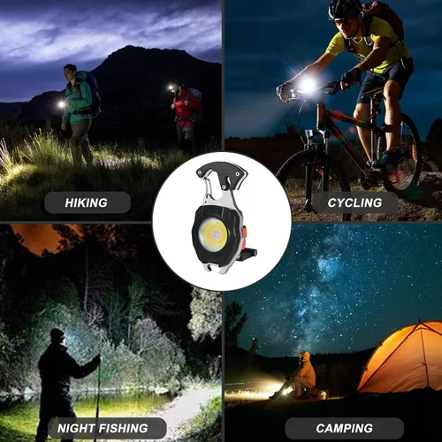 Miniatura 9 de COB - Llavero de luz de trabajo – Multiherramienta recargable para campamento, iniciador de fuego, 7 modos, 1600 lúmenes, para supervivencia