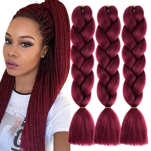 Miniatura 28 de Beige (613) Cabello trenzado 6 paquetes de extensiones de cabello sintético de 24 pulgadas, extensiones de cabello trenzado Jumbo Ombre trenzado