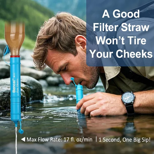 Miniatura 4 de Filtro de agua portátil con pajita de 4 etapas y ultrafiltración de 0.1 micras 3 secciones desmontables para fácil retrolavado para exteriores