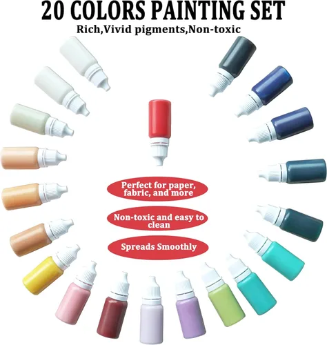 Miniatura 3 de Kit de pintura de mármol de acuarela de 27 piezas, pasta de tiza, juego de pintura de acuarela, pintura acrílica para vertido, manualidades, 20