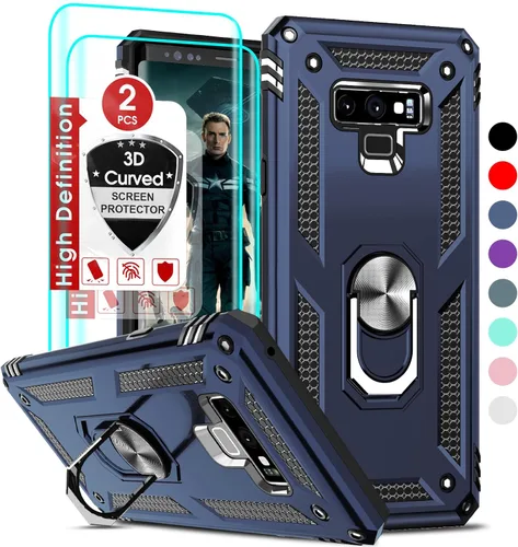 Miniatura 11 de LeYi Funda para Samsung Galaxy Note 9 con protector de pantalla curvado 3D, grado militar, a prueba de golpes, con soporte de anillo y soporte